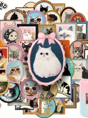 Kitty Cats in‎ Vintage Frames Stickers (25 Piece) SO SO SO CUTE!